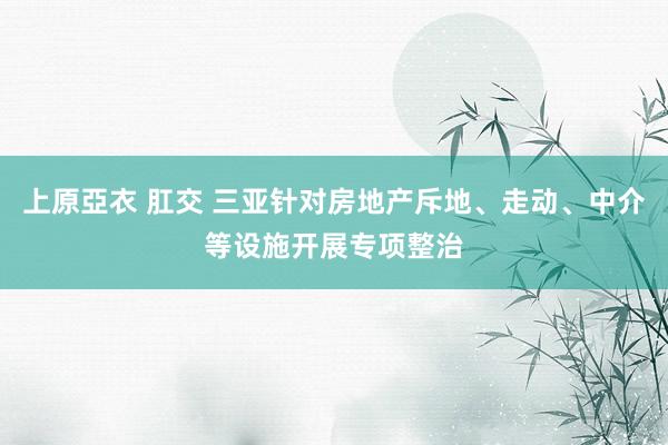 上原亞衣 肛交 三亚针对房地产斥地、走动、中介等设施开展专项整治