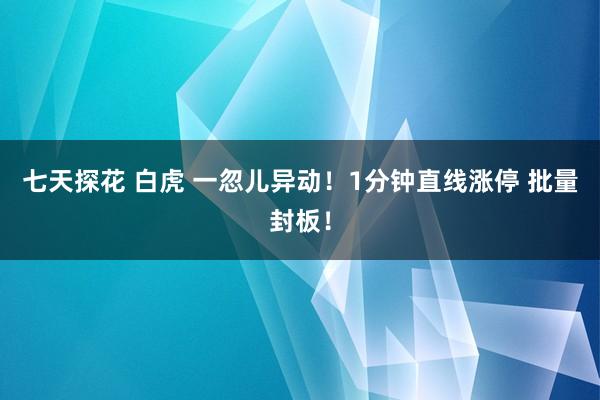 七天探花 白虎 一忽儿异动！1分钟直线涨停 批量封板！
