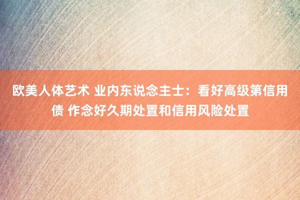 欧美人体艺术 业内东说念主士：看好高级第信用债 作念好久期处置和信用风险处置